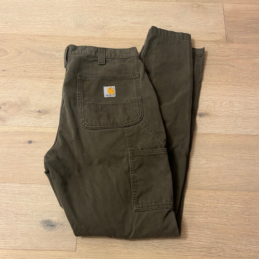 Carhartt B324 DFE Relaxed Fit Carpenter Pants Dark Olive Green 34x34 Mens